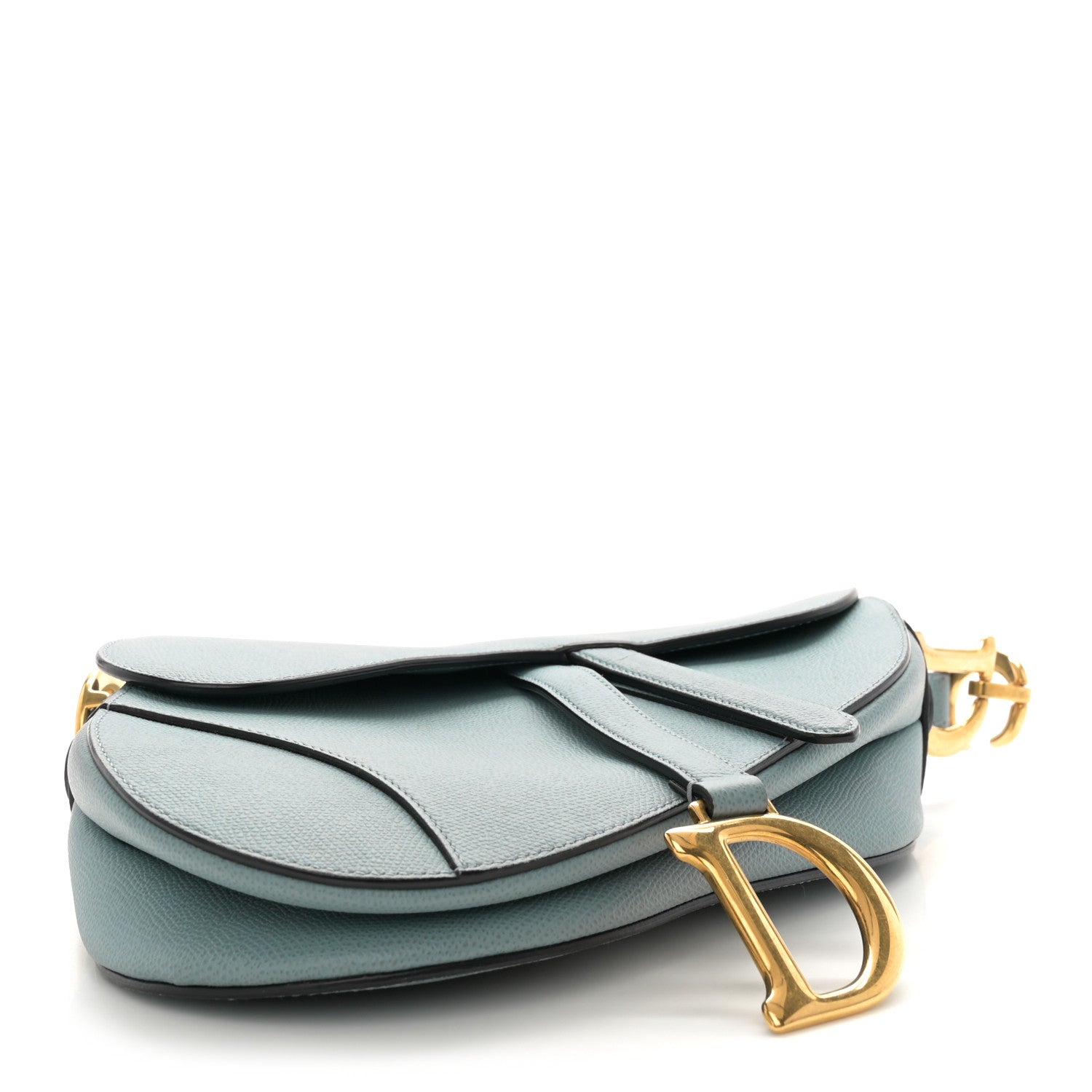 Christian Dior Grained Calfskin Saddle Bag Sky Blue 4 of 11