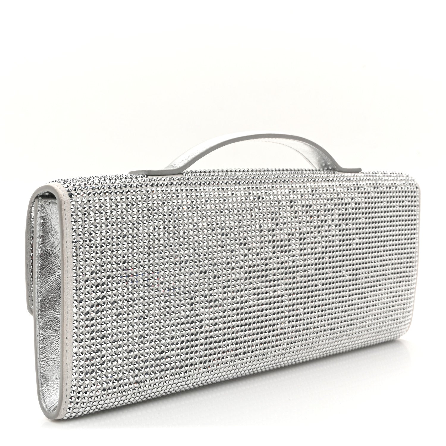 Bottega Veneta Nappa Crystal Long Andiamo Top Handle Clutch White 3 of 9