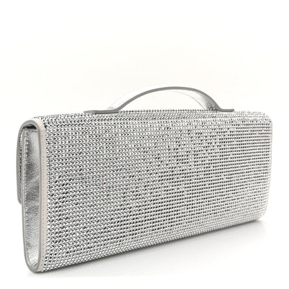 Bottega Veneta Nappa Crystal Long Andiamo Top Handle Clutch White 3 of 9
