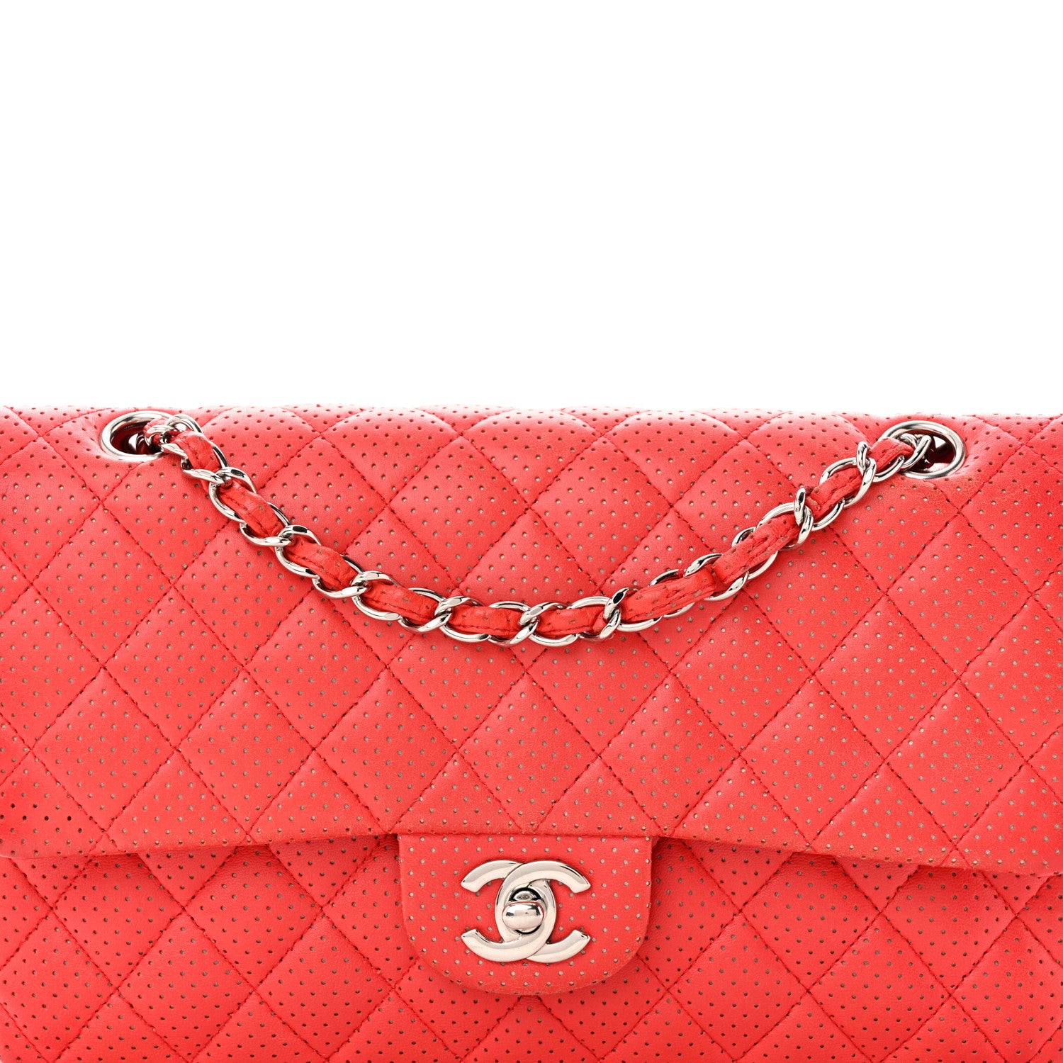 Chanel Lambskin Perforated Medium Double Flap Red 8 of 28