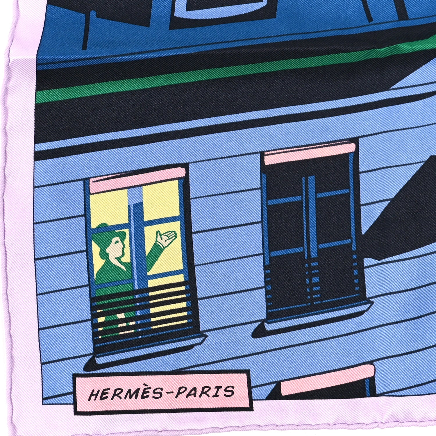 Hermes Silk Minuit Au Faubourg Scarf 70 Parme Bleu Vert 2 of 3