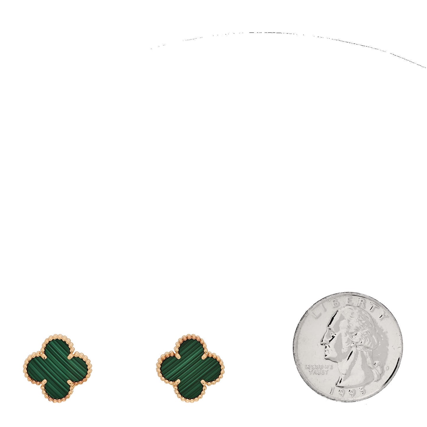 18K Yellow Gold Malachite Vintage Alhambra Earrings