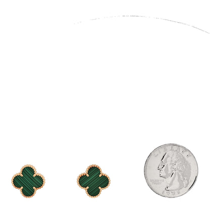 Van Cleef & Arpels 18K Yellow Gold Malachite Vintage Alhambra Earrings 2 of 5