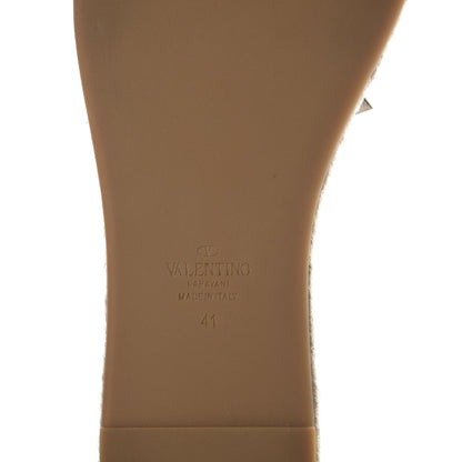 Valentino Garavani Grained Calfskin Rockstud Espadrille Flat Slide Sandals 41 Red 8 of 10