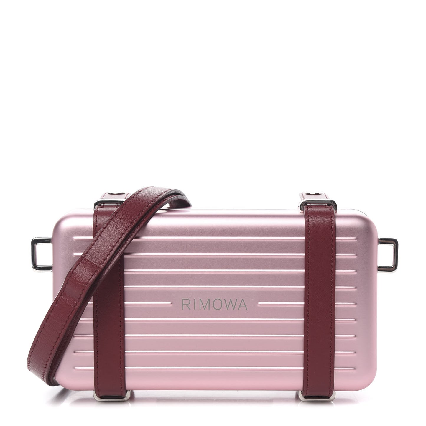 X RIMOWA Aluminum Personal Clutch On Strap Rose
