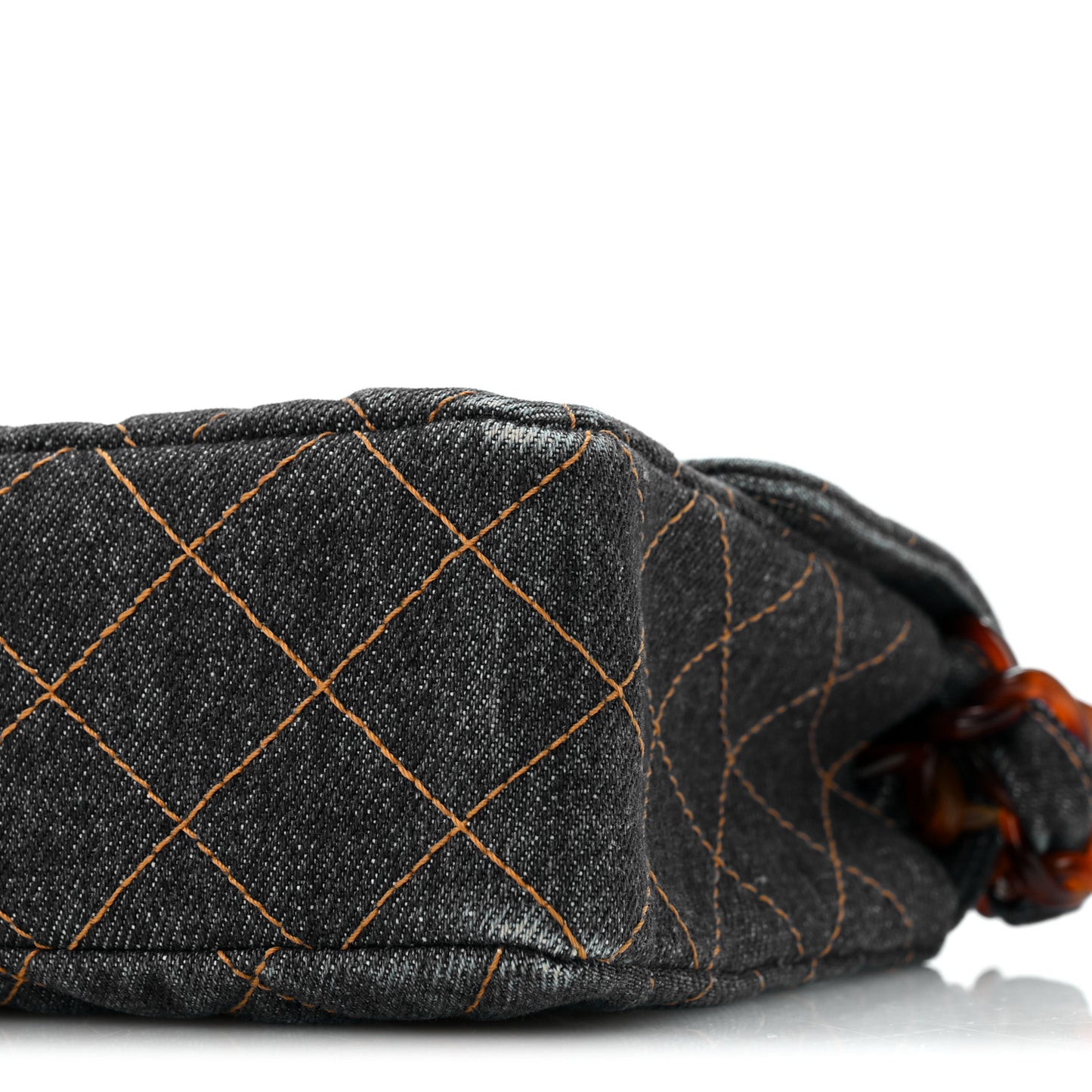 Denim Quilted Tortoise Single Flap Blue