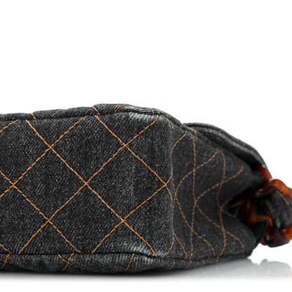 Chanel Denim Quilted Tortoise Single Flap Blue 11 of 12