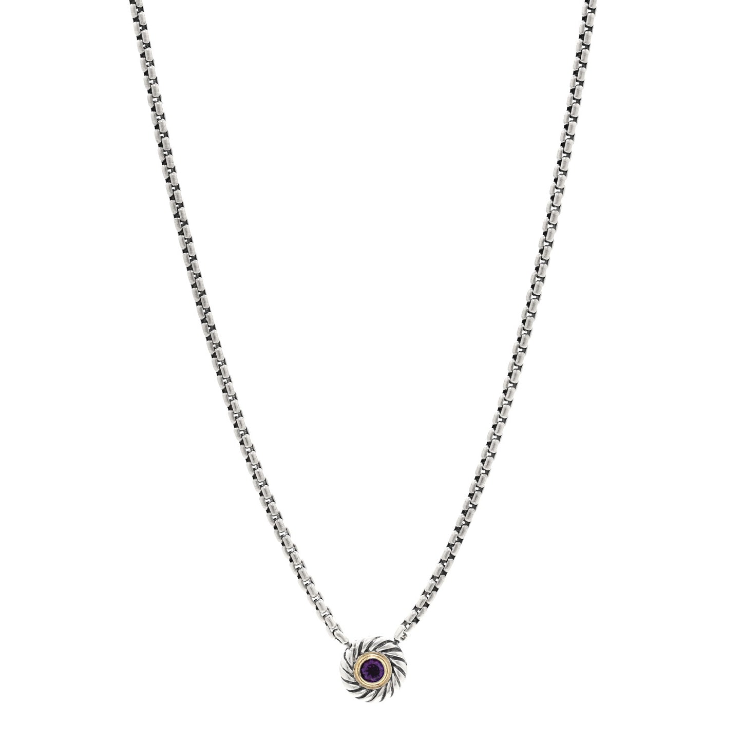 Sterling Silver 14K Yellow Gold Amethyst Cookie Necklace