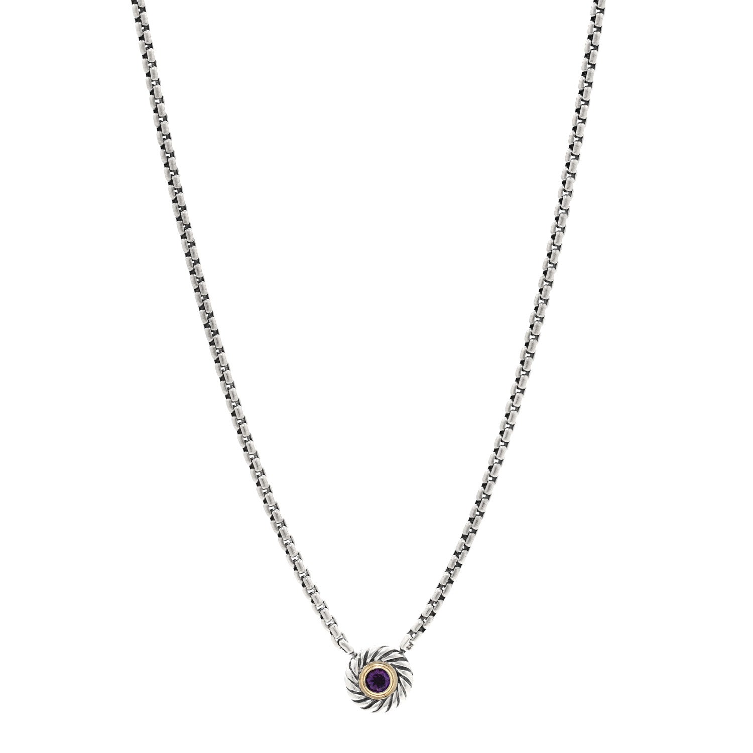 David Yurman Sterling Silver 14K Yellow Gold Amethyst Cookie Necklace 1 of 6