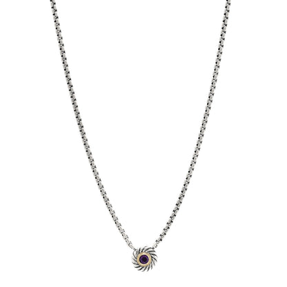 David Yurman Sterling Silver 14K Yellow Gold Amethyst Cookie Necklace 1 of 6