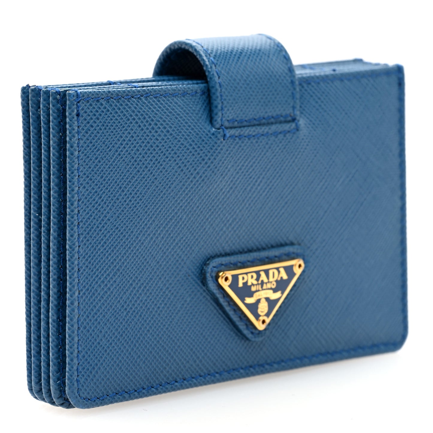 Saffiano Triangle Accordion Card Case Blue