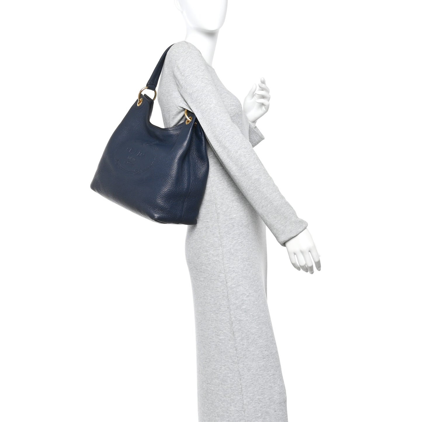 Vitello Phenix Embossed Logo Hobo Baltico