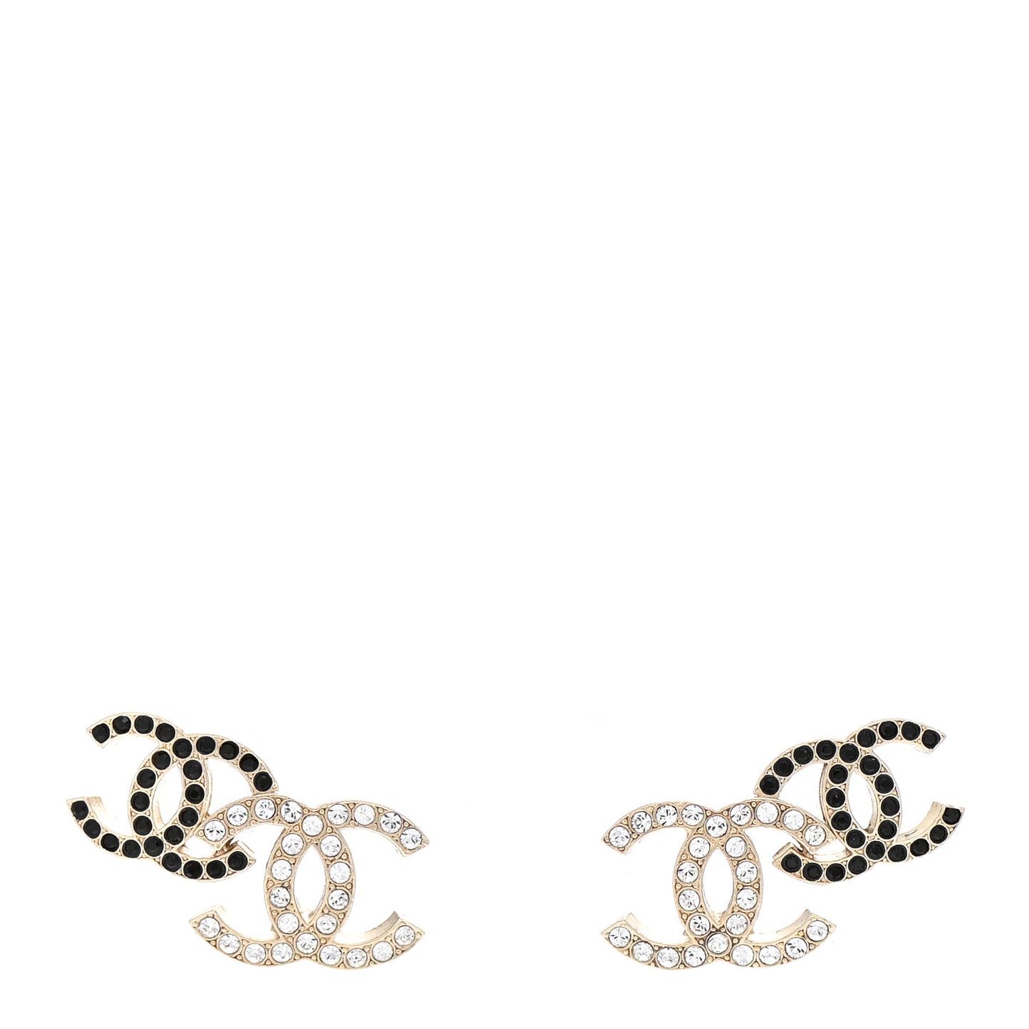 Crystal Double CC Earrings Gold Black