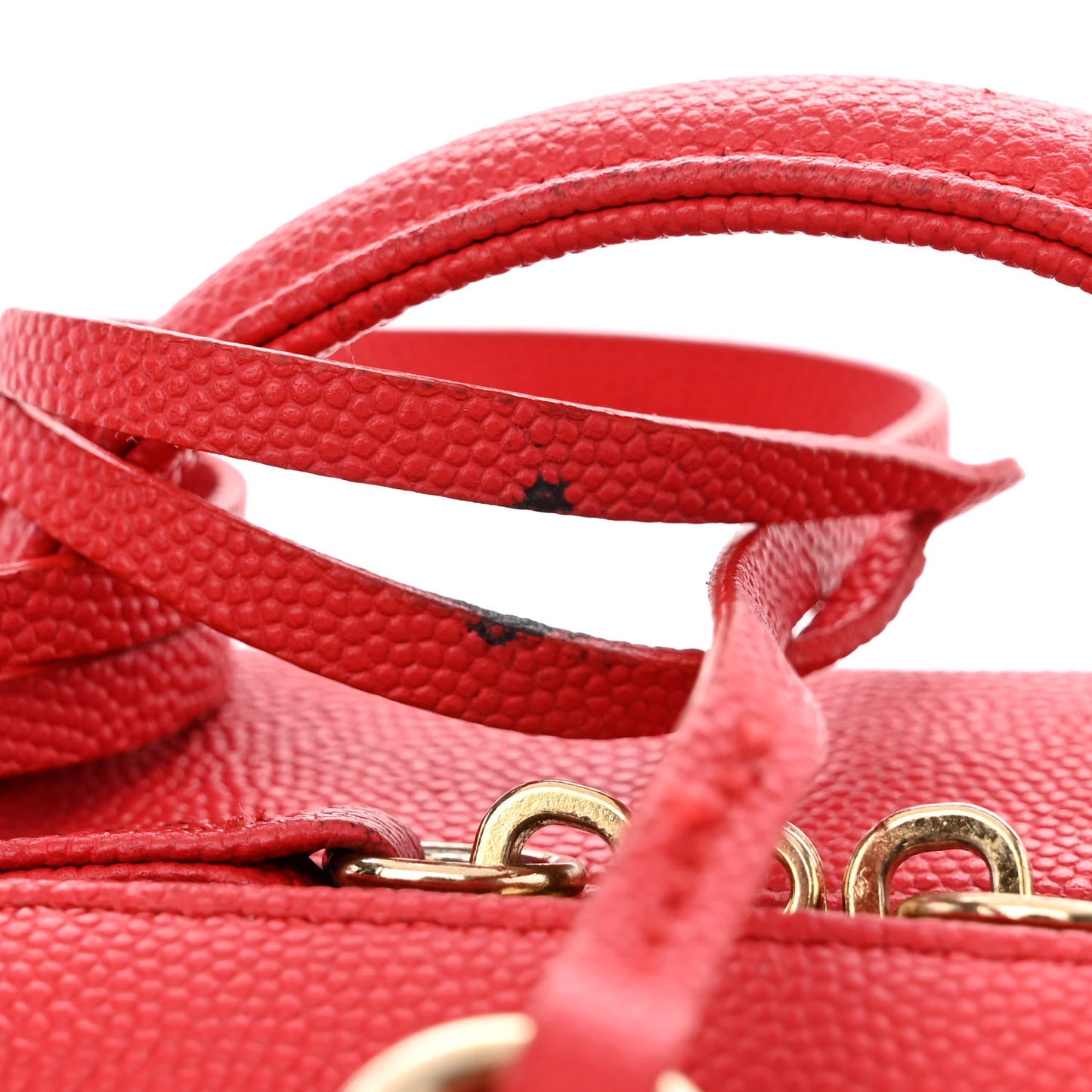 Caviar Quilted Small CC Filigree Vanity Case Red