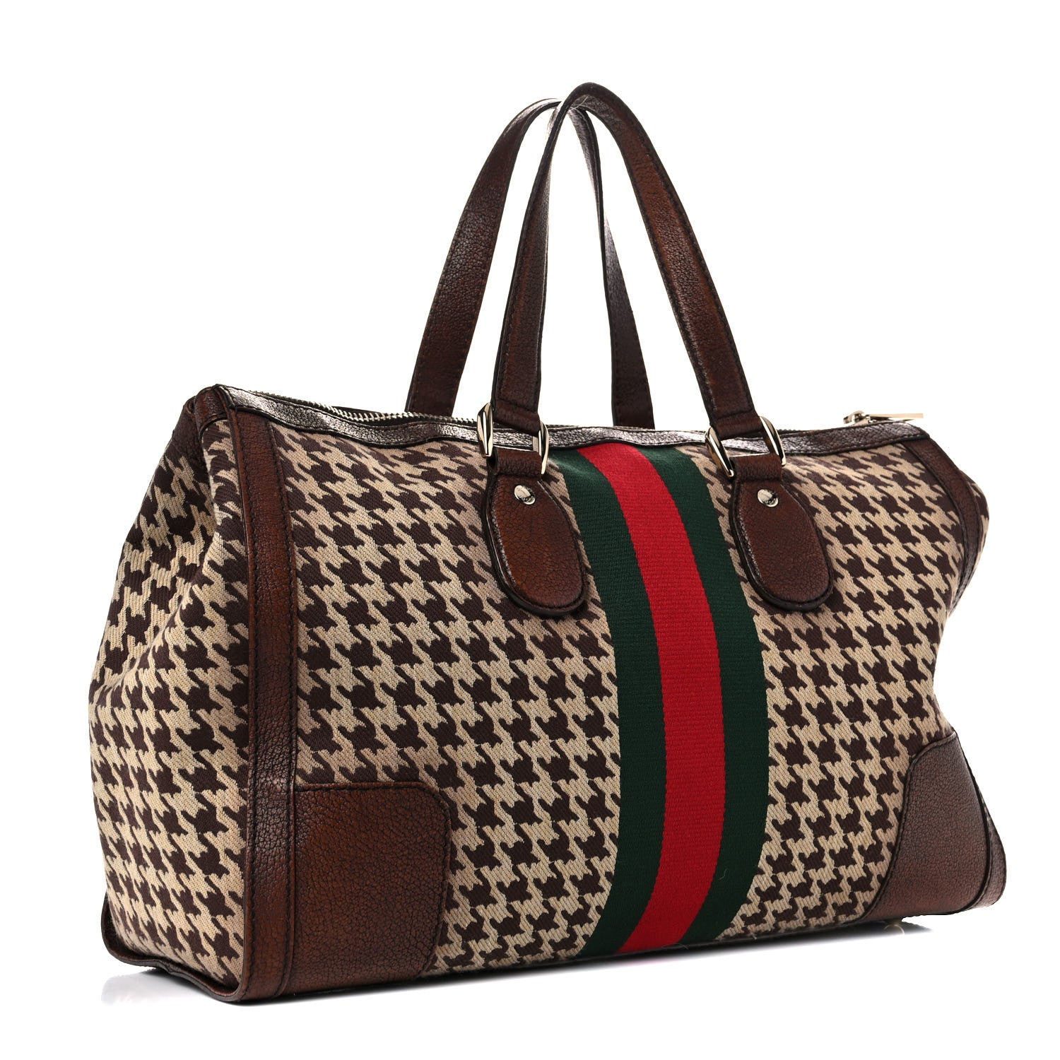 Gucci Fabric Pied De Poule Medium Seventies Web Boston Brown 3 of 36