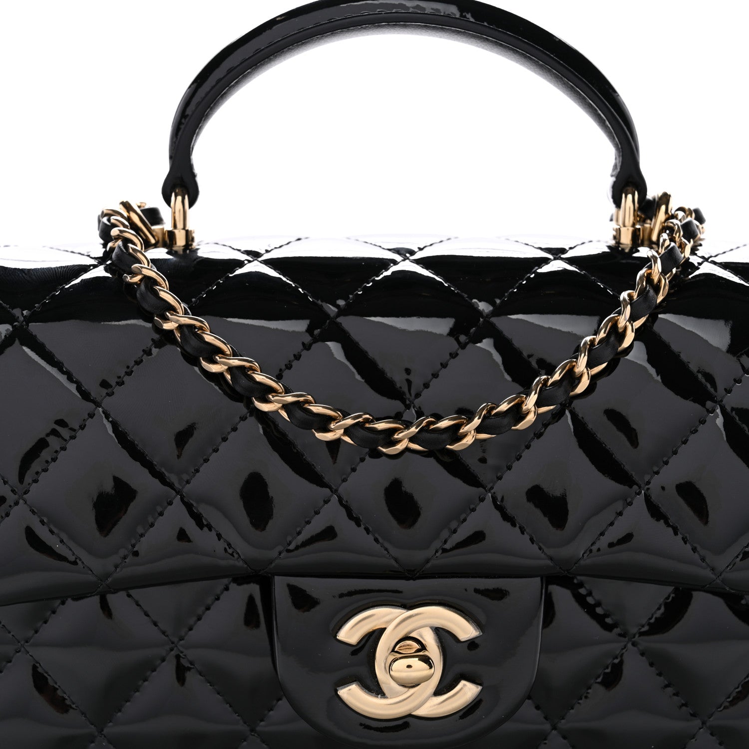 Chanel Patent Quilted Mini Top Handle Rectangular Flap Black 8 of 11
