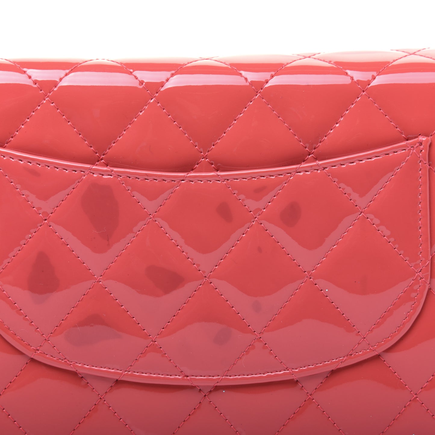 Patent Quilted Wallet On Chain WOC Coral