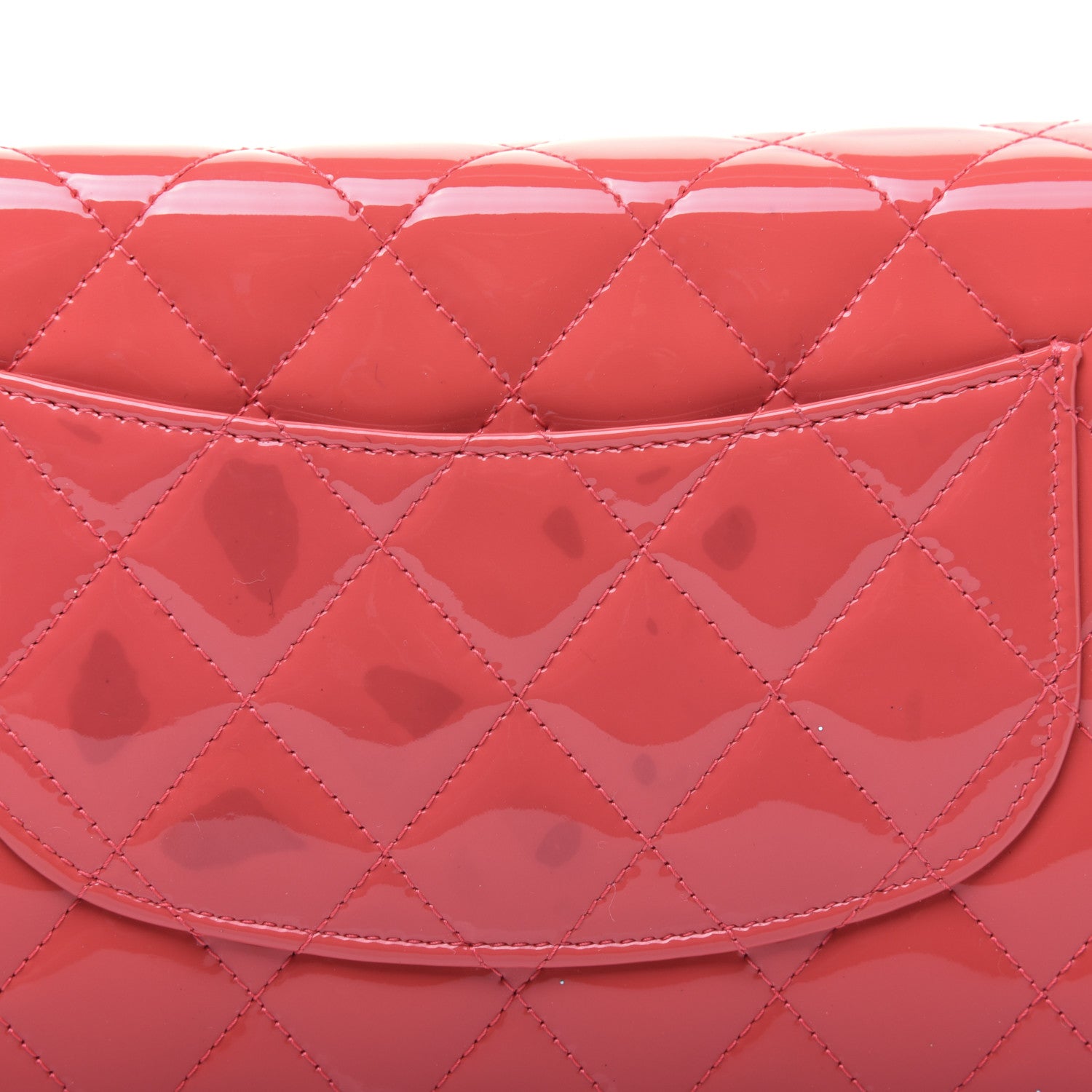 Chanel Patent Quilted Wallet On Chain WOC Coral 14 of 16