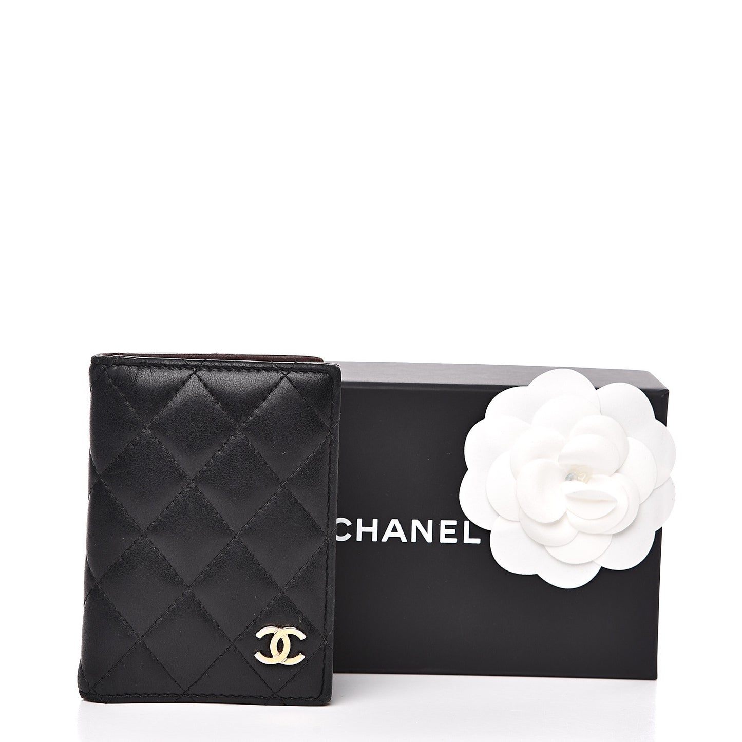 Lambskin Quilted Card Holder Wallet Black