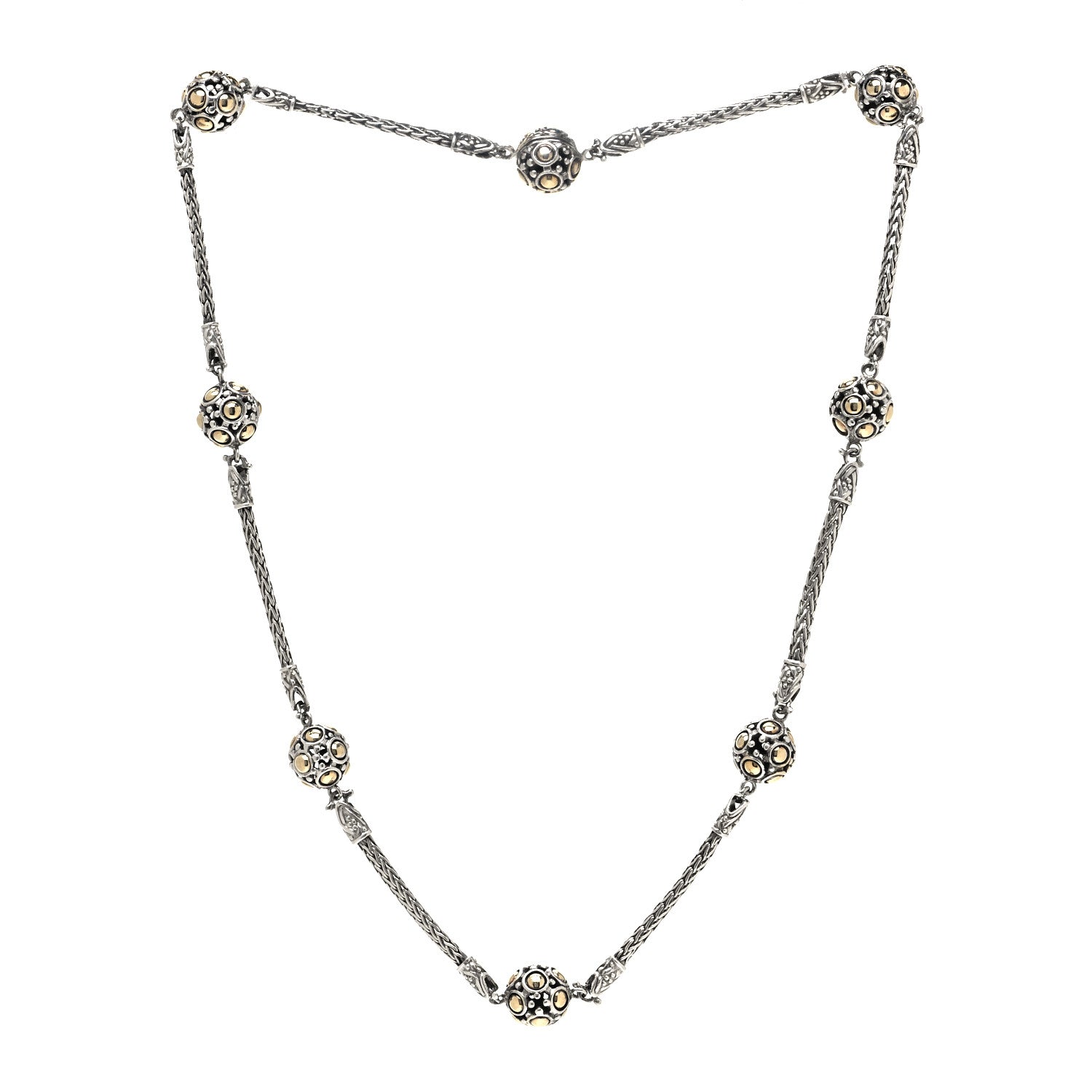 John Hardy Sterling Silver 18K Yellow Gold Jaisalmer Station Necklace 3 of 5