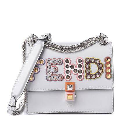 Fendi Vitello Liberty Fun Fair Metal Studded Small Kan I Shoulder Bag Grigio Perla Multicolor 2 of 10