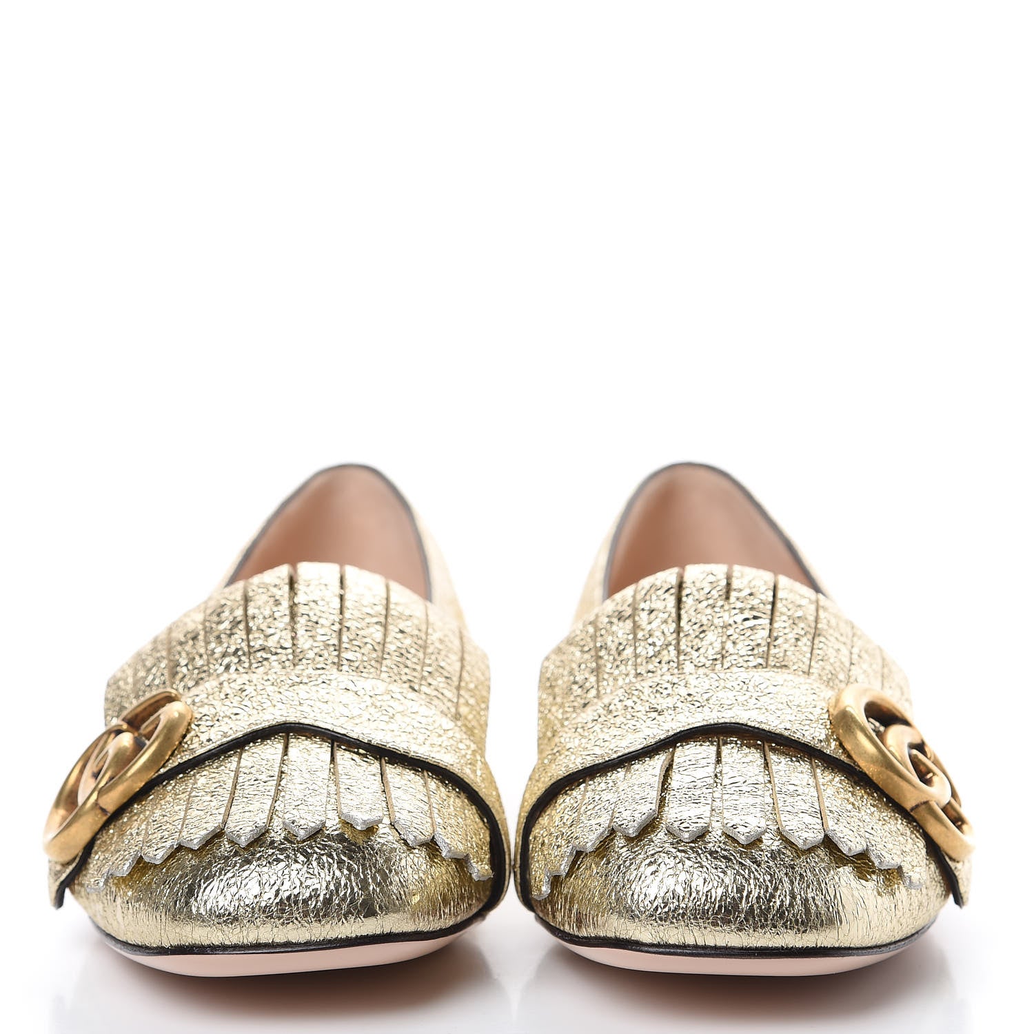 Gucci Galassia GG Marmont Fringe Flats 36.5 Platino 2 of 8