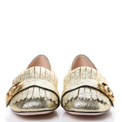 Gucci Galassia GG Marmont Fringe Flats 36.5 Platino 2 of 8