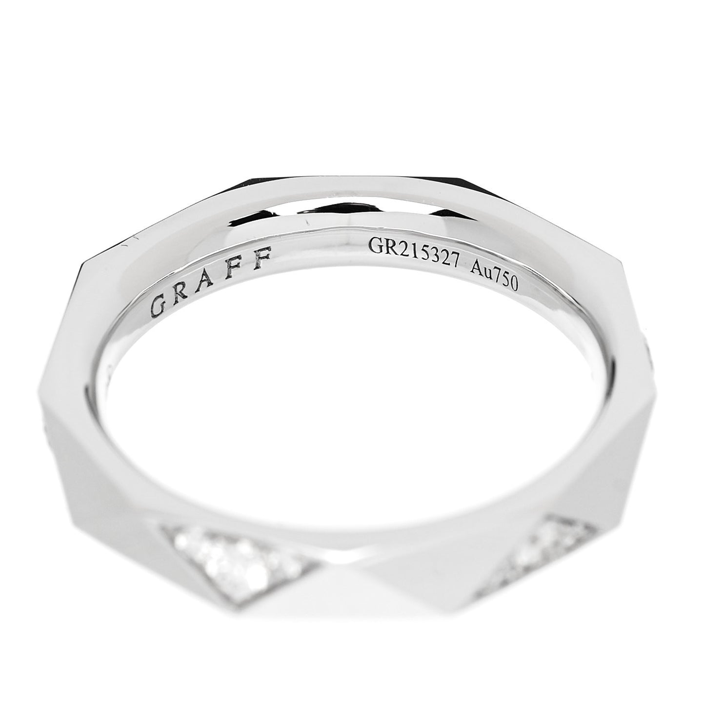 18K White Gold Diamond Laurence Graff Faceted Signature Wedding Band Ring 48 4.5
