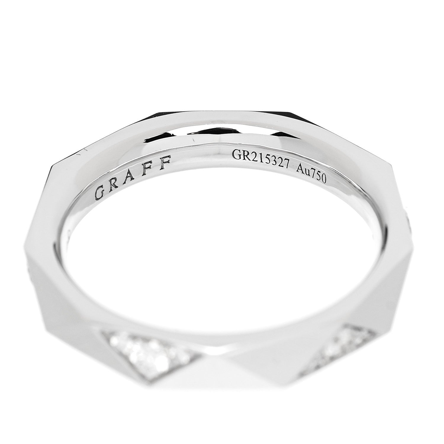 Graff 18K White Gold Diamond Laurence Graff Faceted Signature Wedding Band Ring 48 4.5 4 of 6