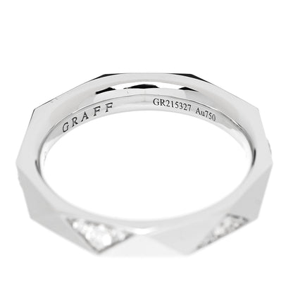 Graff 18K White Gold Diamond Laurence Graff Faceted Signature Wedding Band Ring 48 4.5 4 of 6