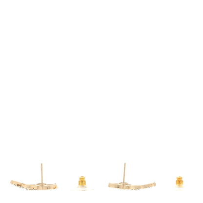 Chanel Crystal Double CC Earrings Gold Black 3 of 4