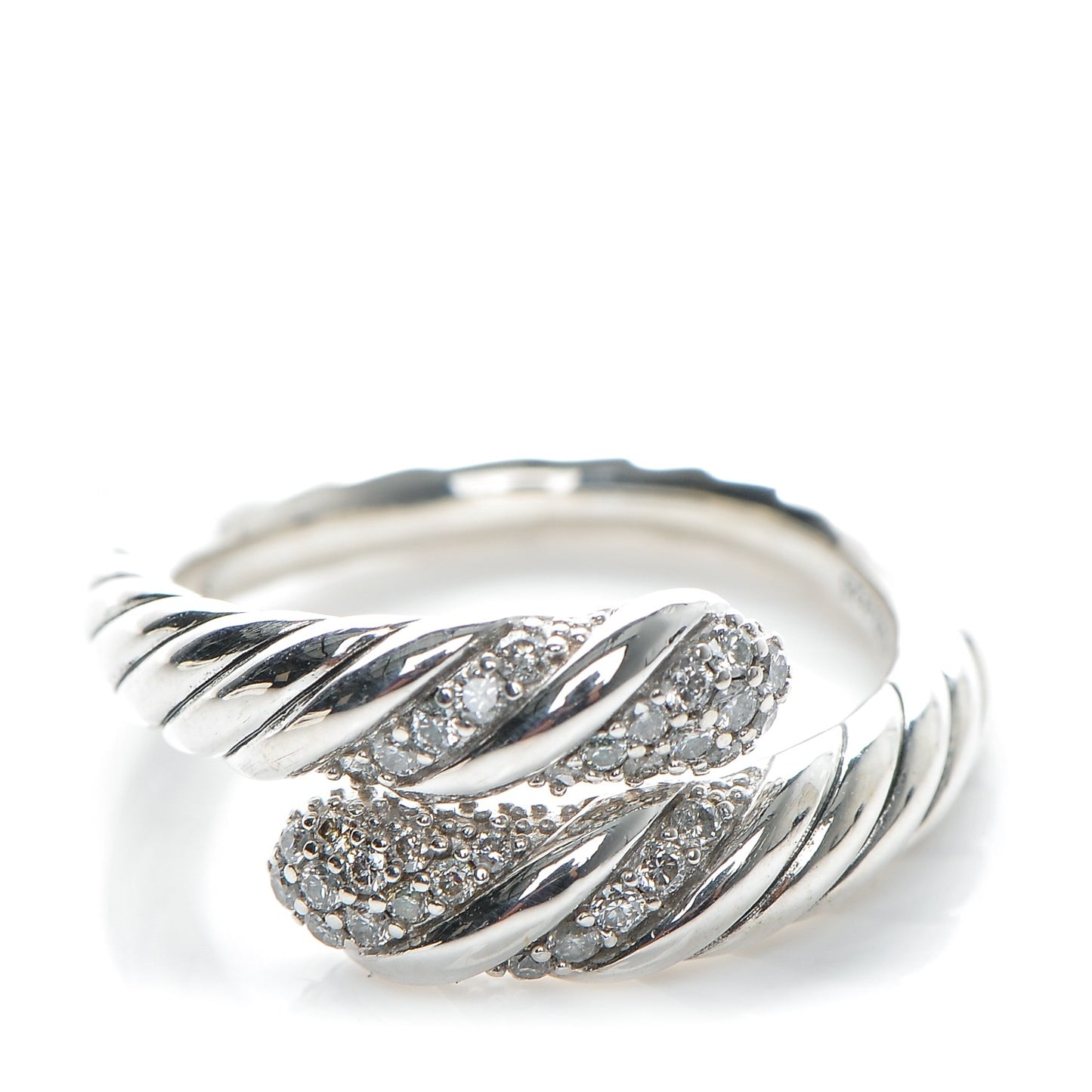 Sterling Silver Diamond 10mm Willow Open Single Row Ring 54.5 7.25