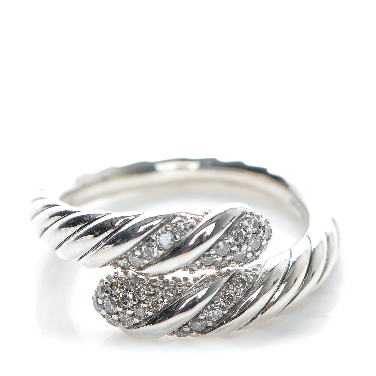 David Yurman Sterling Silver Diamond 10mm Willow Open Single Row Ring 54.5 7.25 1 of 4