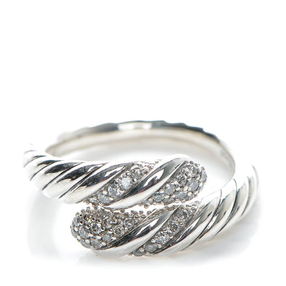 David Yurman Sterling Silver Diamond 10mm Willow Open Single Row Ring 54.5 7.25 1 of 4