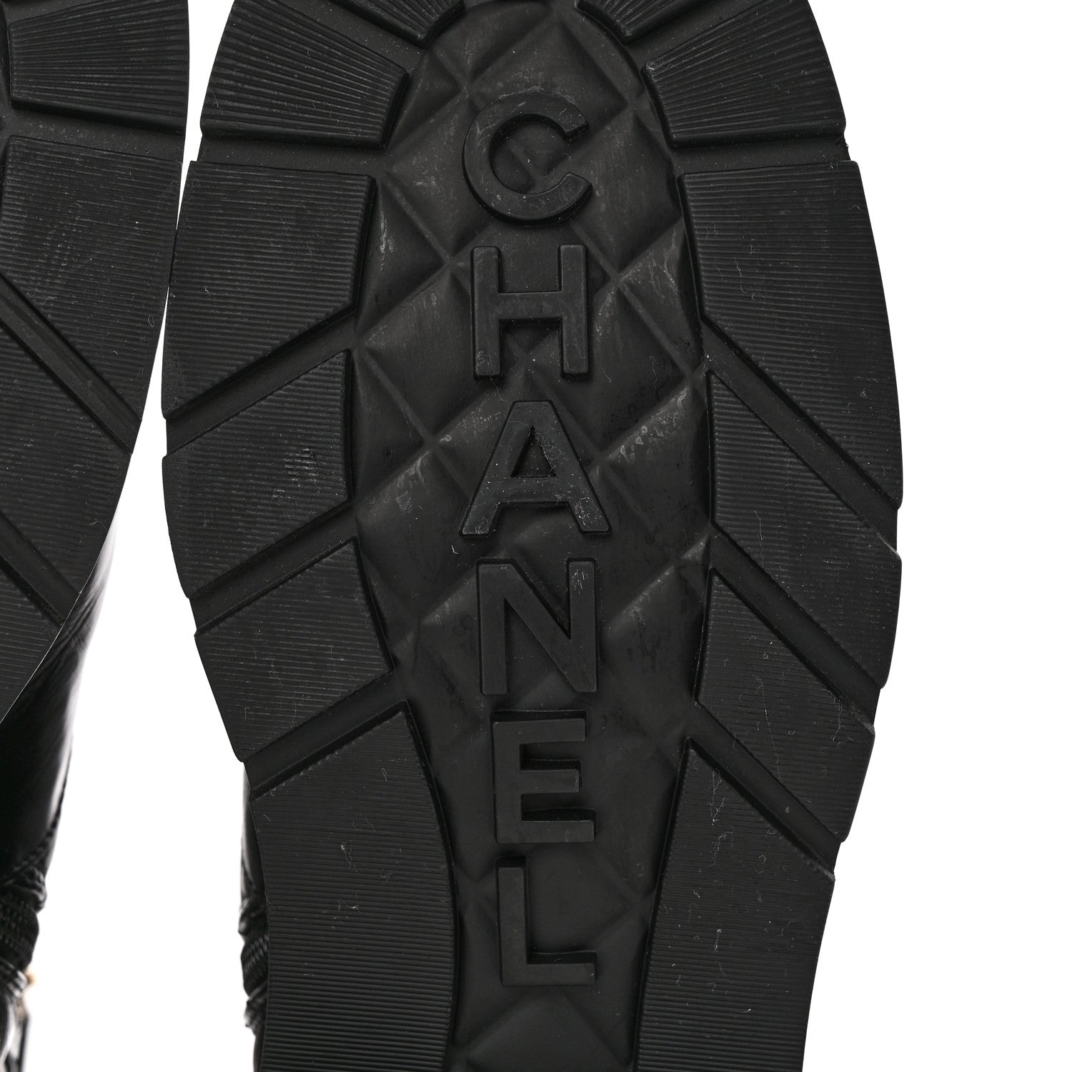 Chanel Shiny Calfskin Patent Quilted Chain Lace Up Combat Boots 37 Black 6 of 15