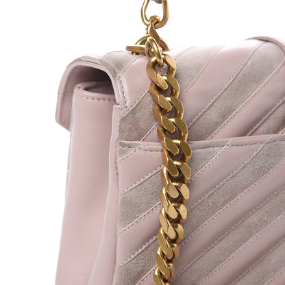 Saint Laurent Calfskin Suede Matelasse Chevron Medium Monogram College Bag Rose Poudre 12 of 12