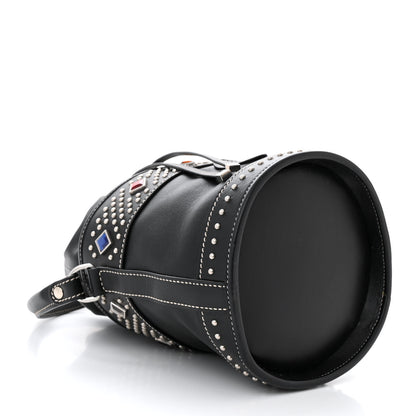 Saint Laurent Smooth Calfskin Studded Small Bahia Drawstring Bucket Bag Black Multicolor 4 of 10