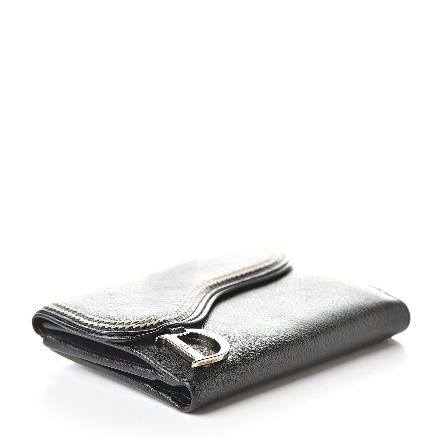 Christian Dior Goatskin Saddle Compact Wallet Black 4 of 11