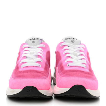 Chanel Denim Suede Calfskin Womens CC Sneakers 38 Pink 2 of 8