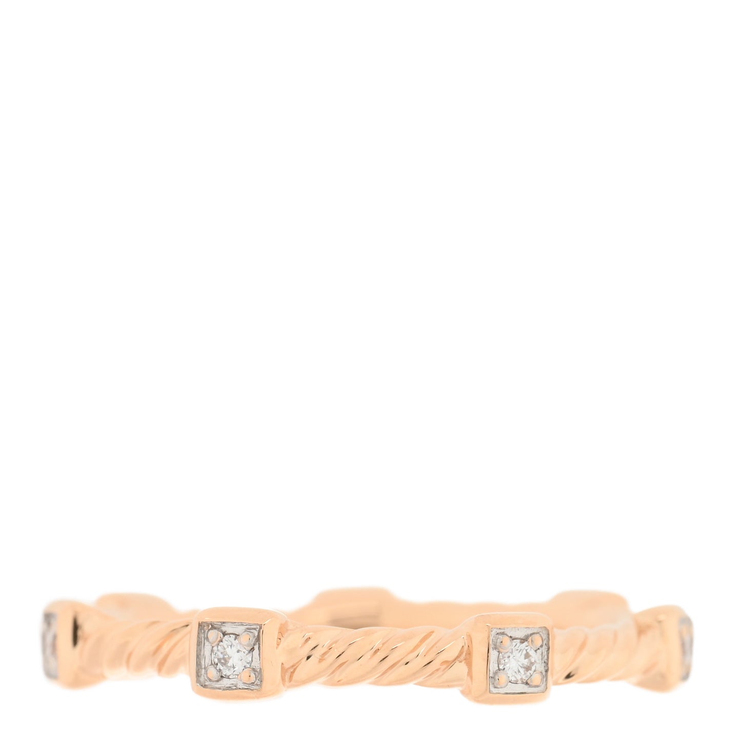 18K Rose Gold Diamond Paveflex 2mm Stackable Band Ring 48 4.5