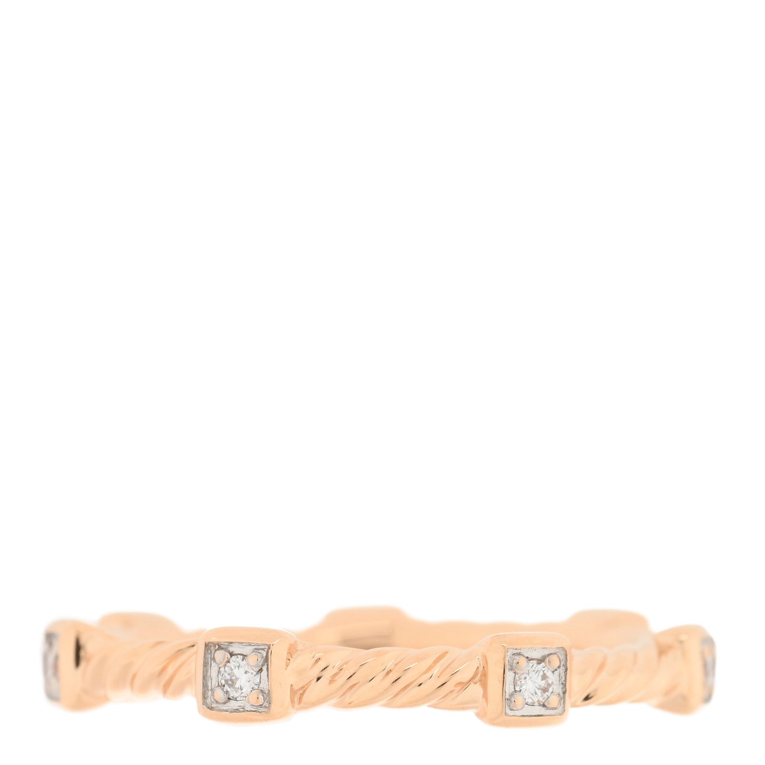 David Yurman 18K Rose Gold Diamond Paveflex 2mm Stackable Band Ring 48 4.5 3 of 4