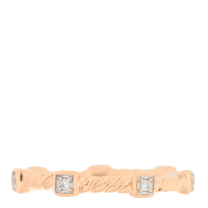 David Yurman 18K Rose Gold Diamond Paveflex 2mm Stackable Band Ring 48 4.5 3 of 4