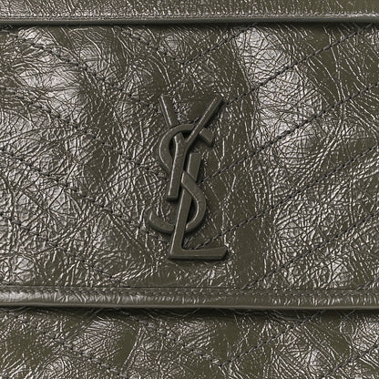 Saint Laurent Crinkled Calfskin Matelasse Monogram Medium Niki Chain Satchel Dark Green 17 of 24