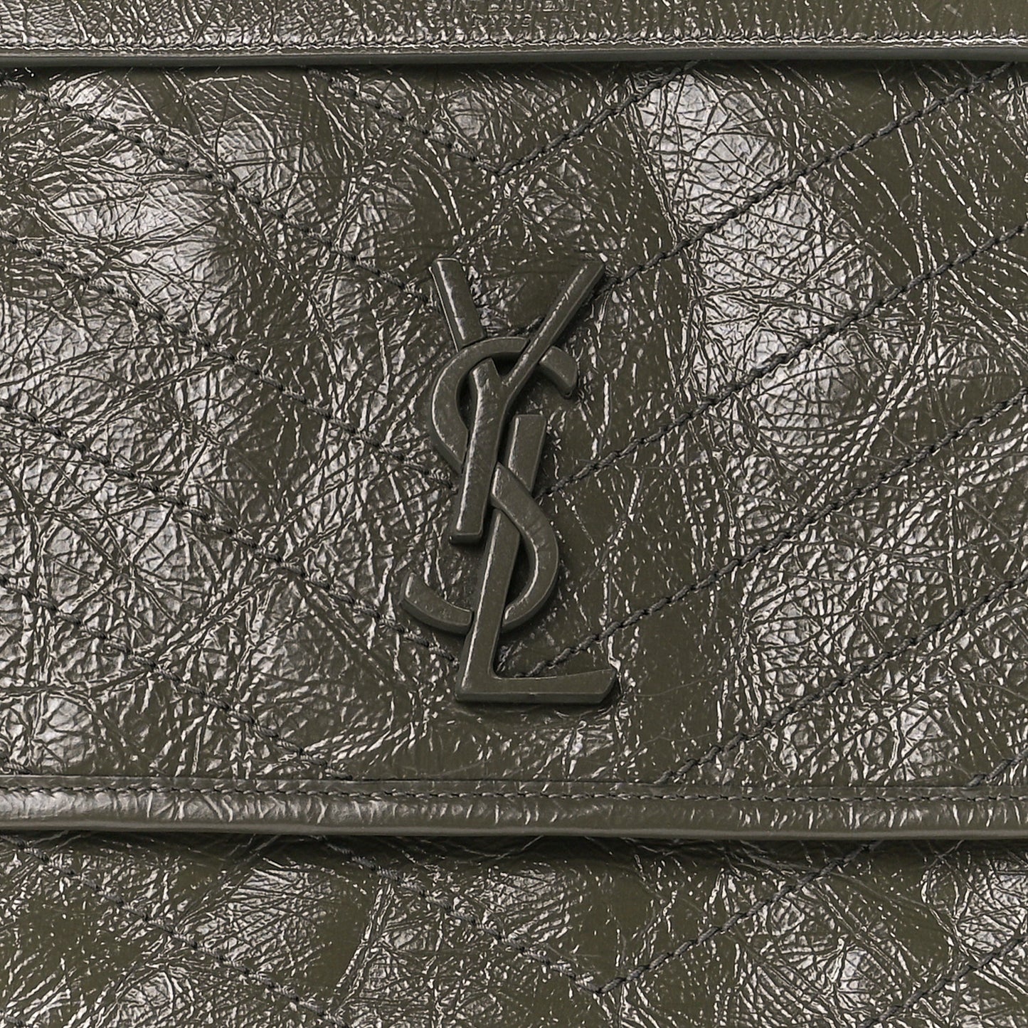 Crinkled Calfskin Matelasse Monogram Medium Niki Chain Satchel Dark Green