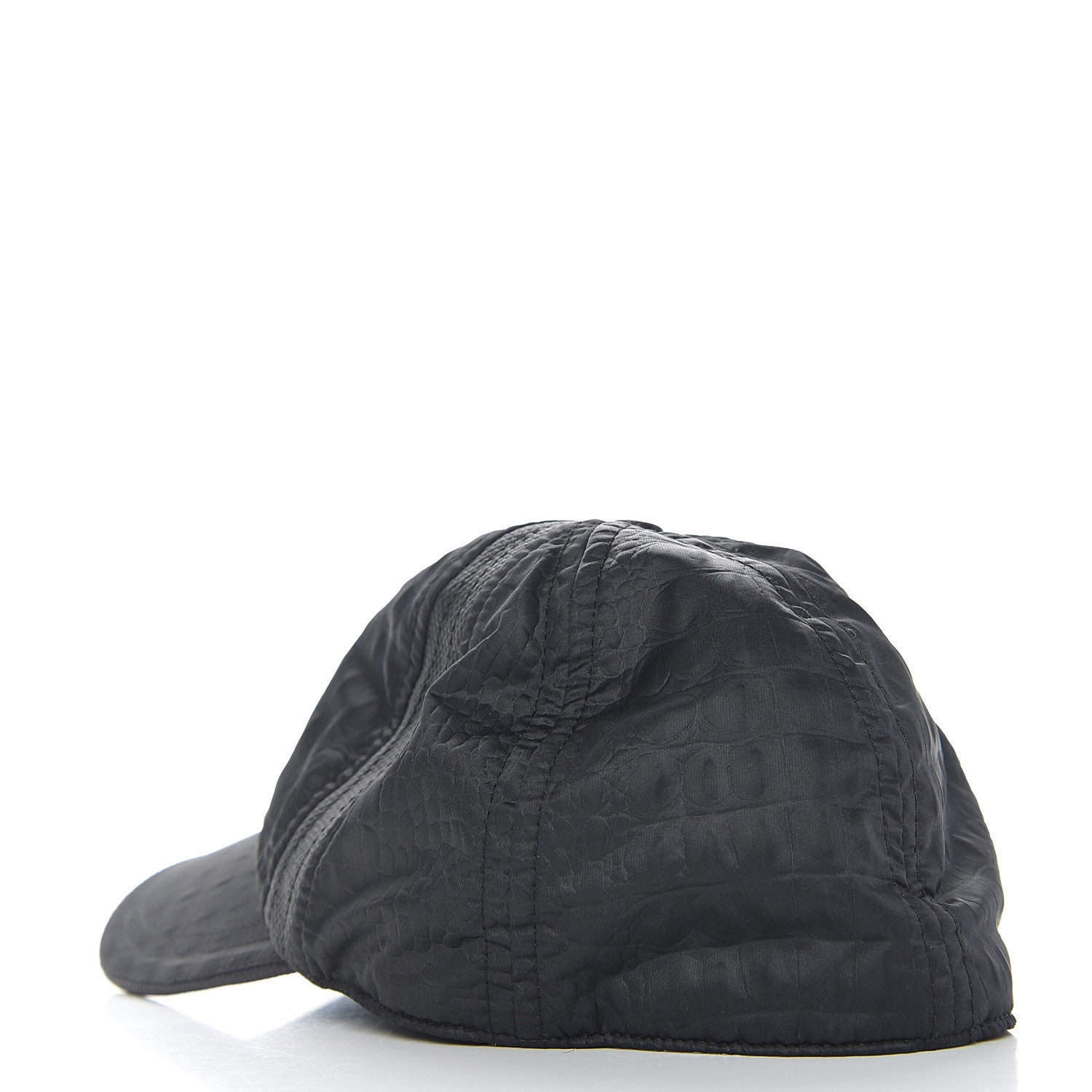Chanel Nylon CC Crocodile Print Cap Hat 57 Black 2 of 6