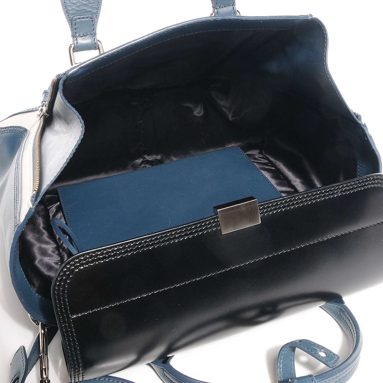 3.1 Phillip Lim 3.1 Leather Colorblock Medium Pashli Satchel Steel Off White 5 of 12