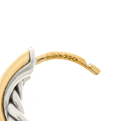 David Yurman Sterling Silver 18K Yellow Gold 12.4mm Crossover Cable Hoop Earrings 4 of 5