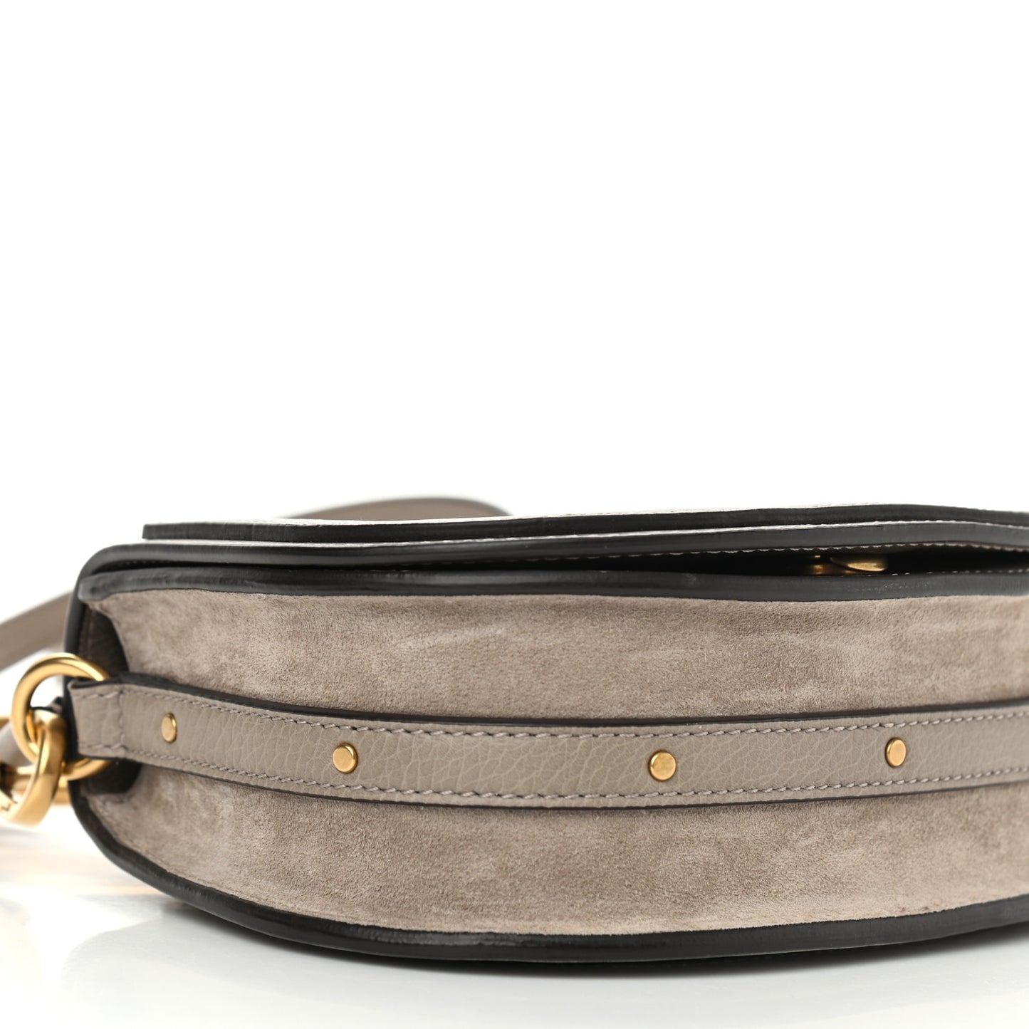 Calfskin Suede Small Nile Bracelet Bag Motty Grey
