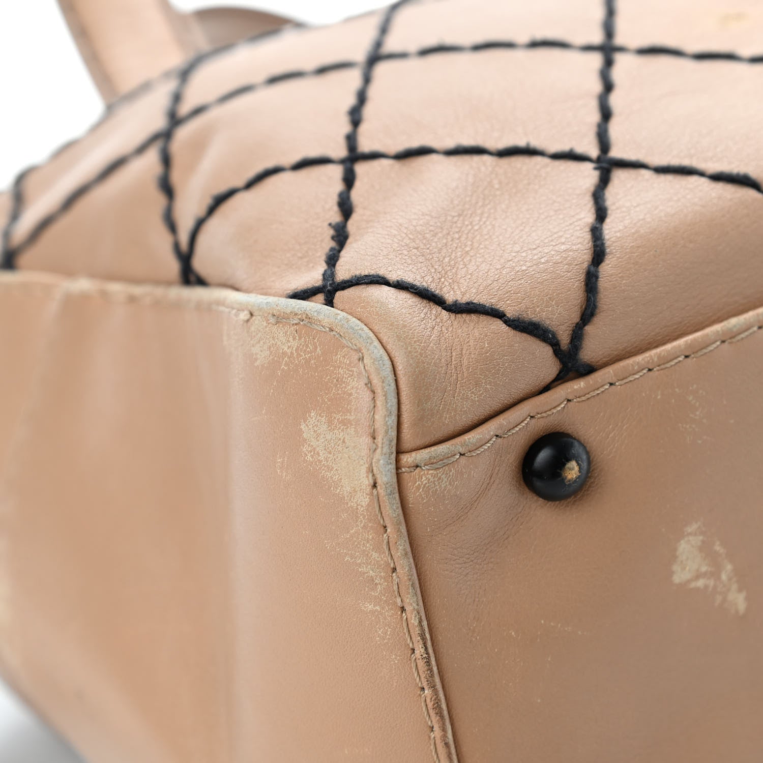Chanel Calfskin Contrast Stitch Surpique Bowler Beige 11 of 19