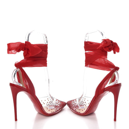 Christian Louboutin Crystal PVC Chiffon Miragirl 100 Pumps 39.5 Red 6 of 10